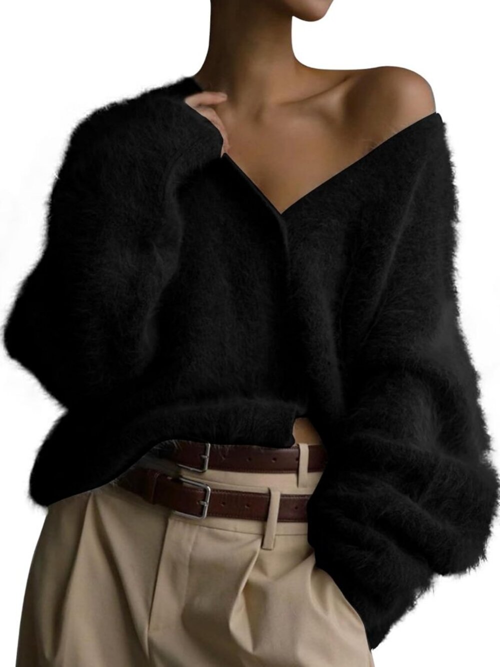 Cozy Fuzzy Cardigan Sweater - V Neck, Button Down, Soft Knit Coat for Women